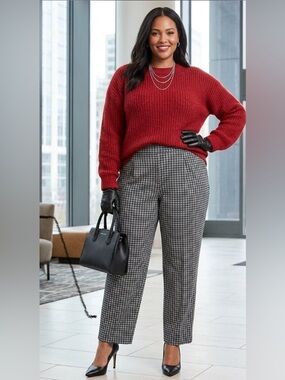 SPANX Black & White Houndstooth Wide-Leg Pants